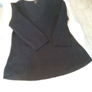 Talbots Navy Blue Ribbed Cotton Sweater ntnw